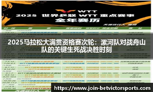 2025马拉松大满贯资格赛次轮：漯河队对战舟山队的关键生死战决胜时刻